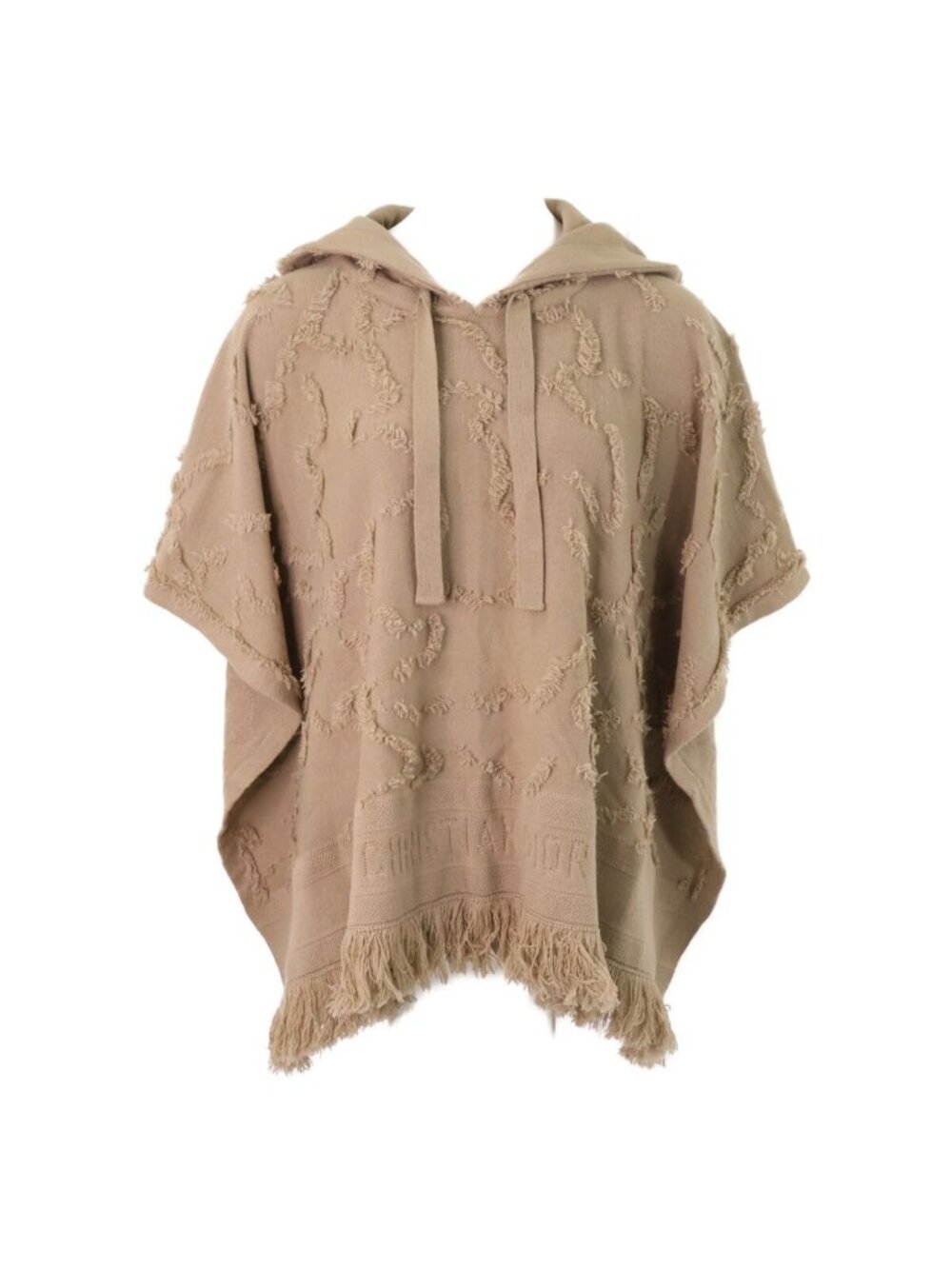 Dior Cashmere Blend Fringe Hoodie Poncho XS